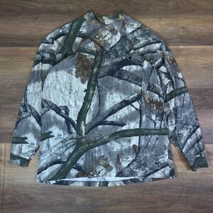 Browning Mossy Oak Treestand Camo Mock Neck Long Sleeve Shirt Mens XL Faded